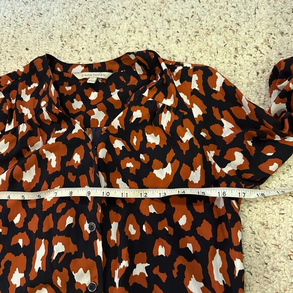 41 Hawthorn Womens XS Belted Shirt Dress Animal Print Roll Tabs Brown Career - Picture 5 of 8